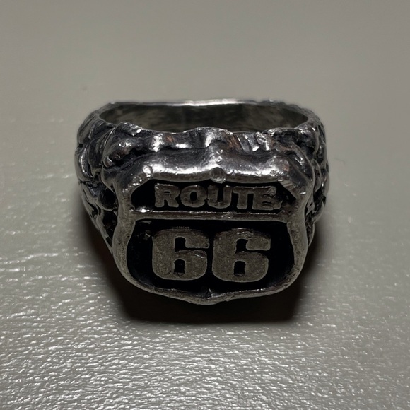 Route 66 Men's Ring -Hand Carved Pewter Biker's Very Heavy Ring Size 9 - Picture 5 of 6